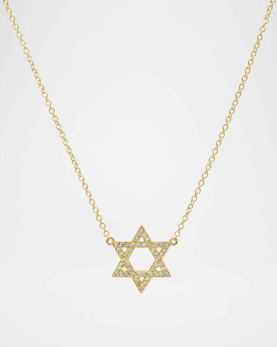 18K Yellow Gold Diamond Star Of David Necklace
